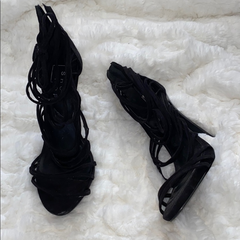 Black strap heels